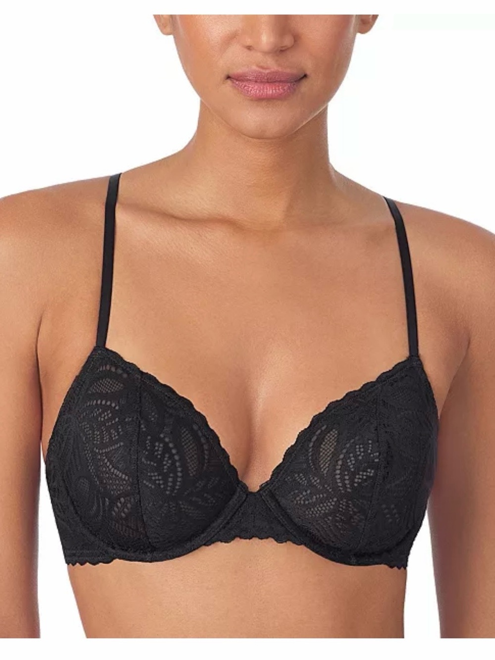 •DKNY 34D Lace Deco Black Underwire Bra! NEW!